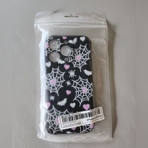iPhone 14 Pro Black and Pink Spider Web Case